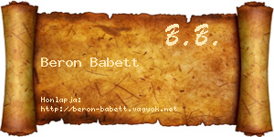 Beron Babett névjegykártya